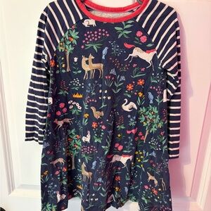 Mini Boden Navy Dress with Pink Trim and Multicolor Print